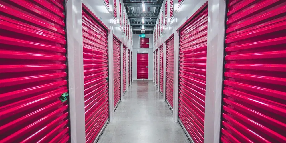 Storage Facility with Red Doors